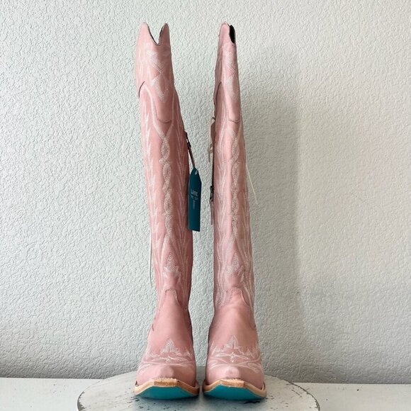 Lane LEXINGTON Over the Knee Womens Cowboy Boots 6.5 Pink Western Cowgirl Tall - Picture 5 of 16